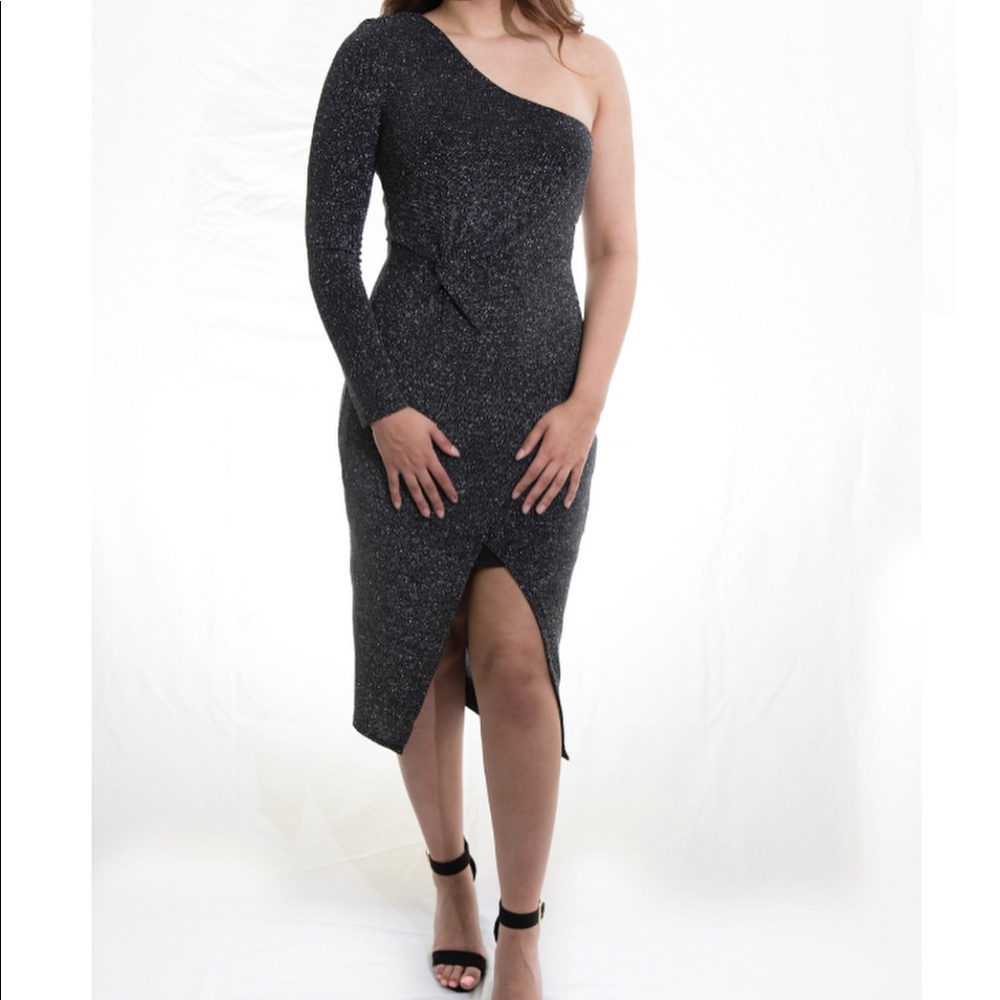 Black high low sparkly dress
